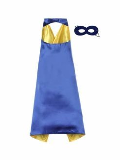 Sydney So Sweet Costumes For Kids Royal Blue & Yellow Superhero Or Princess Reversible Cape & Mask Costume Set