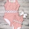 Sydney So Sweet Mommy And Me - Blush Pink Criss Cross One Piece Matching Bathing Suit Mommy & Me & Family Swim