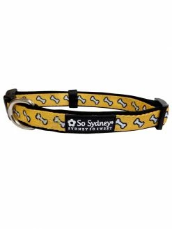 Sydney So Sweet Dog Bone Black & Yellow Comfy, Adjustable Cute Dog Collar