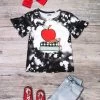 Sydney So Sweet Book Smarts Apple Acid Wash Black Flutter Girls Back To School Top