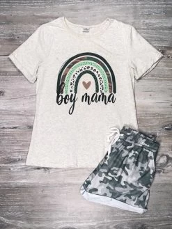 Sydney So Sweet Boy Mama Boho Rainbow Camo Womens Top