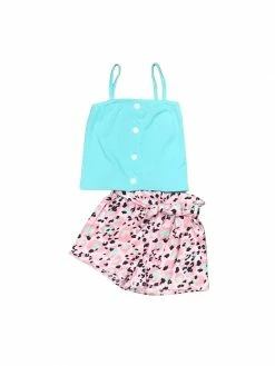 Sydney So Sweet Bright Blue Speckled Pink Dot Girls Shorts Outfit