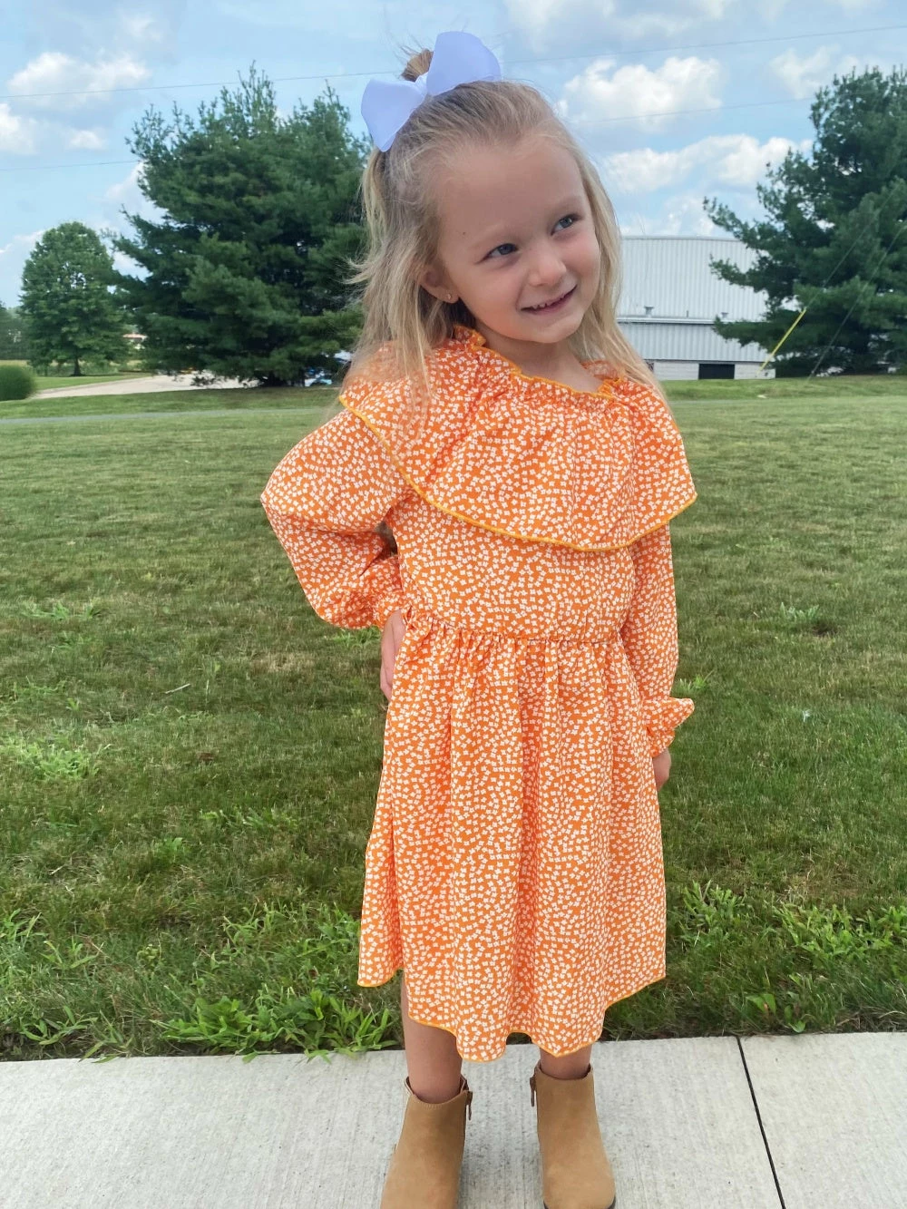 Sydney So Sweet Dresses & Skirt Sets Bright Orange Ditsy Floral Ruffle Girls Dress 4 Sydney So Sweet Dresses & Skirt Sets Bright Orange Ditsy Floral Ruffle Girls Dress