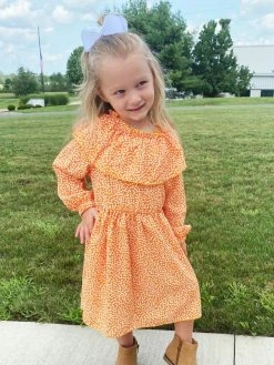 Sydney So Sweet Dresses & Skirt Sets Bright Orange Ditsy Floral Ruffle Girls Dress 10 Sydney So Sweet Dresses & Skirt Sets Bright Orange Ditsy Floral Ruffle Girls Dress