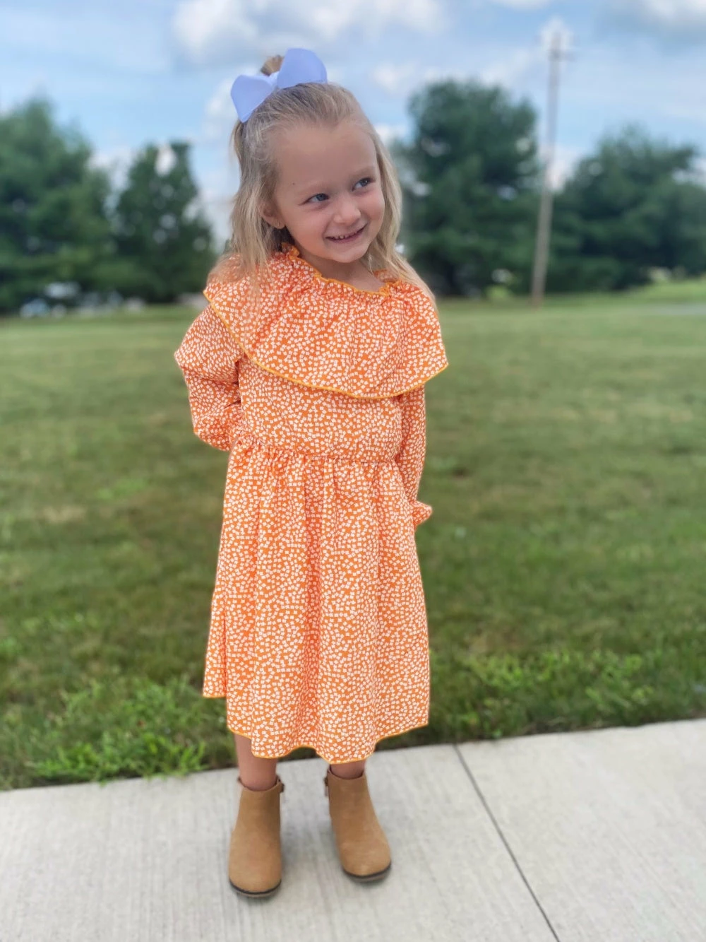 Sydney So Sweet Dresses & Skirt Sets Bright Orange Ditsy Floral Ruffle Girls Dress 1 Sydney So Sweet Dresses & Skirt Sets Bright Orange Ditsy Floral Ruffle Girls Dress