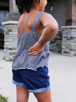 Sydney So Sweet New Arrivals Black & White Gingham Pink Sequin Denim Patch Girls Shorts Outfit