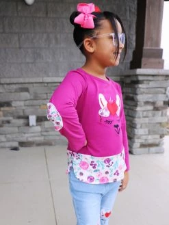 Sydney So Sweet Llama Love Heart Plum Flare Denim Girls Outfit