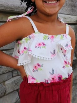 Sydney So Sweet Plum Floral Perfection Cold Shoulder Girls Shorts Outfit Shorts & Capri Outfits