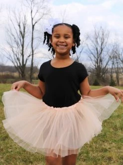 Sydney So Sweet Peach Tutu Skirt - Kids Size 3-Layer Tulle Basic Ballet Dance Costume Tutus For Girls