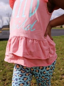 Sydney So Sweet New Arrivals Wild Child Pink & Blue Cheetah Flutter Girls Biker Shorts Outfit