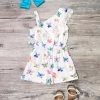 Sydney So Sweet Butterfly Fly Away Rainbow Ruffle Lace One Shoulder Girls Shorts Romper Rompers & Jumpsuits