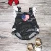 Sydney So Sweet Camo Heart Flag Eyelet Lace Halter Baby Romper Baby Boutique