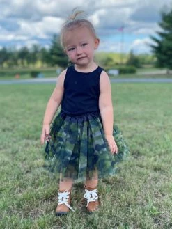 Sydney So Sweet Green Camo Camouflage Tutu Skirt - Kids Size 3-Layer Tulle Basic Ballet Dance Costume Tutus For Girls
