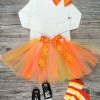 Sydney So Sweet Costumes For Kids Candy Corn Tutu Skirt & Sock Set, Cute Girls Costume