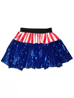 Sydney So Sweet Mom & Me Matching Captain America Sequined Costume Tutu Skirt In Kid, Adult, Or Plus Size