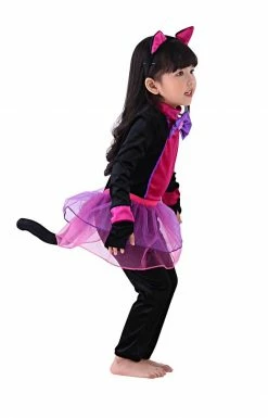Sydney So Sweet Girls Cat Costume, Deluxe Black And Hot Pink Tutu Halloween Dress Up Costumes For Kids
