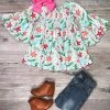 Sydney So Sweet Dresses & Skirt Sets Colorful Christmas Flower Blue Smocked Flare Girls Babydoll Dress Or Tunic Top