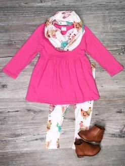 Sydney So Sweet Colorful Cute Chickens Pink Girls Scarf Outfit