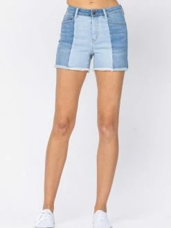 Sydney So Sweet Contrast Panel Women's Plus Size Judy Blue Denim Shorts