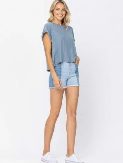 Sydney So Sweet Contrast Panel Women's Plus Size Judy Blue Denim Shorts