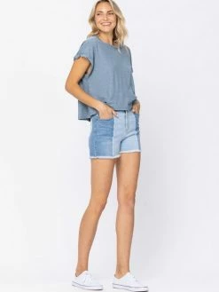 Sydney So Sweet Contrast Panel Women's Plus Size Judy Blue Denim Shorts