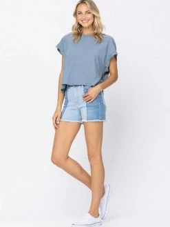 Sydney So Sweet Contrast Panel Women's Plus Size Judy Blue Denim Shorts
