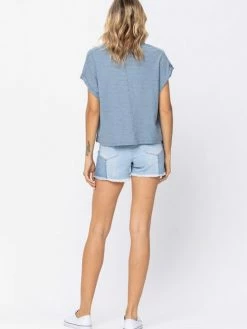 Sydney So Sweet Contrast Panel Women's Plus Size Judy Blue Denim Shorts