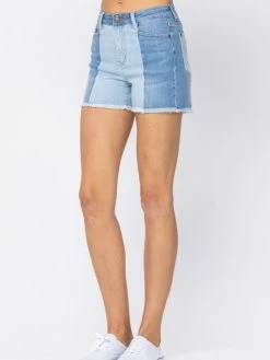 Sydney So Sweet Contrast Panel Women's Plus Size Judy Blue Denim Shorts