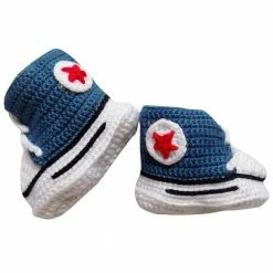 Sydney So Sweet Blue Chucks - Crochet Novelty Baby Shoes