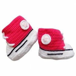 Sydney So Sweet Hot Pink Chucks - Crochet Novelty Baby Shoes