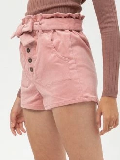 Sydney So Sweet On Wednesday, We Wear Pink Women's Corduroy High Waist Button Up Paperbag Shorts Pink 5 Sydney So Sweet On Wednesday, We Wear Pink Women's Corduroy High Waist Button Up Paperbag Shorts Pink