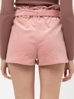 Sydney So Sweet On Wednesday, We Wear Pink Women's Corduroy High Waist Button Up Paperbag Shorts Pink