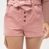 Sydney So Sweet On Wednesday, We Wear Pink Women's Corduroy High Waist Button Up Paperbag Shorts Pink