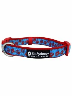 Sydney So Sweet New England Crab Blue & Red Comfy Dog Collar Sweet Pup