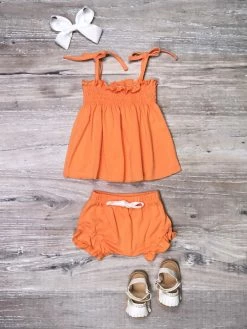 Sydney So Sweet New Arrivals Creamsicle Orange Smocked Flutter Baby Girls Outfit