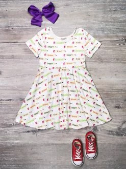 Sydney So Sweet Creative, Smart, Inspiring Pencil Short Sleeve Girls Back To School Skater Dress