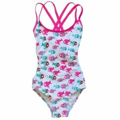 Sydney So Sweet School Of Fish Girls One Piece Cut Out Cross Back Tie Swimsuit