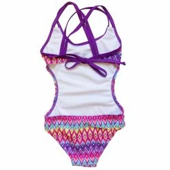 Sydney So Sweet Tribal Girls One Piece Cut Out Cross Back Tie Swimsuit