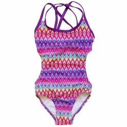 Sydney So Sweet Tribal Girls One Piece Cut Out Cross Back Tie Swimsuit