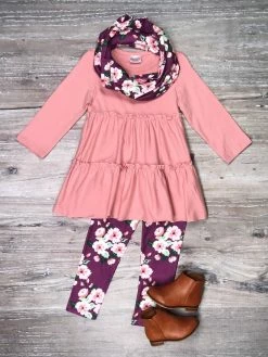 Sydney So Sweet Scarf Outfits Daisy Dreams Dusty Pink Rose Ruffle Girls Scarf Outfit