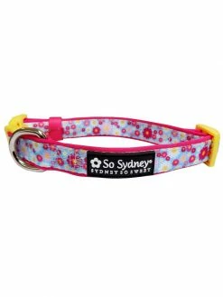 Sydney So Sweet On Wednesday, We Wear Pink Wildflower Daisy Pink & Blue Comfy, Cute, Fashion Dog Collar