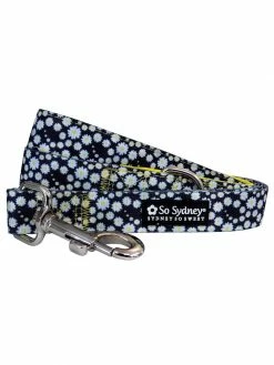 Sydney So Sweet Yellow Daisy Black Flower 5' Designer Nylon Dog Leash Floral Favorites