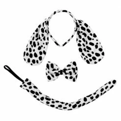 Sydney So Sweet Costumes For Kids Dalmatian Ears Headband Set - Black & White Spotted Dog Headband Ears & Tail