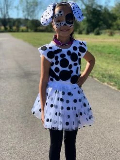 Sydney So Sweet Costumes For Kids Dalmatian Ears Headband Set - Black & White Spotted Dog Headband Ears & Tail