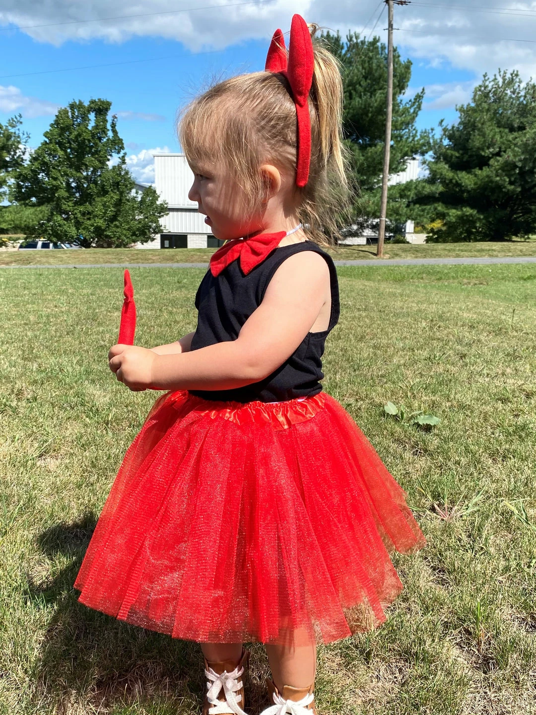Sydney So Sweet Girls Red Devil Costume - Complete Kids Costume Set With Tutu, Horns, Bow Tie, & Tail 3 Sydney So Sweet Girls Red Devil Costume - Complete Kids Costume Set With Tutu, Horns, Bow Tie, & Tail