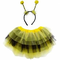 Sydney So Sweet Adult Bee Costume - Black & Yellow Stripe Tutu Skirt & Headband Antenna Set For Adult Or Plus Size