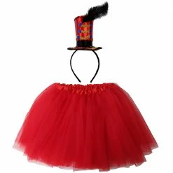 Sydney So Sweet Adult Ringmaster Greatest Showman Costume - Red Tutu Skirt & Headband Hat Set For Adult Or Plus Size