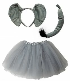 Sydney So Sweet Adult & Plus Tutu Costumes Adult Elephant Costume - Tutu Skirt, Tail, & Headband Set For Adult Or Plus Size