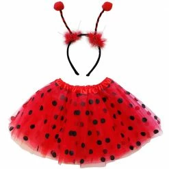 Sydney So Sweet Costumes For Kids Girls Ladybug Costume - Complete Kids Costume Set With Polka Dot Tutu Skirt & Antenna Headband