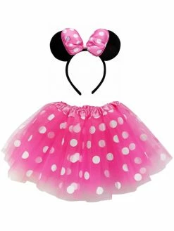 Sydney So Sweet Minnie Mouse Costume - Girls Neon Pink Polka Dot Mouse Tutu Kids Costume Set Costumes For Kids